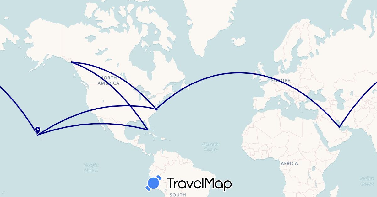 TravelMap itinerary: driving in Bahrain, United States (Asia, North America)